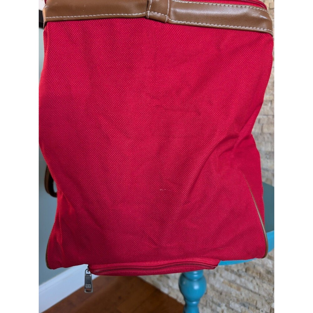 Tommy Hilfiger Red Heritage Prep Vintage Aesthetic Luggage Rolling Duffle Tote image 8